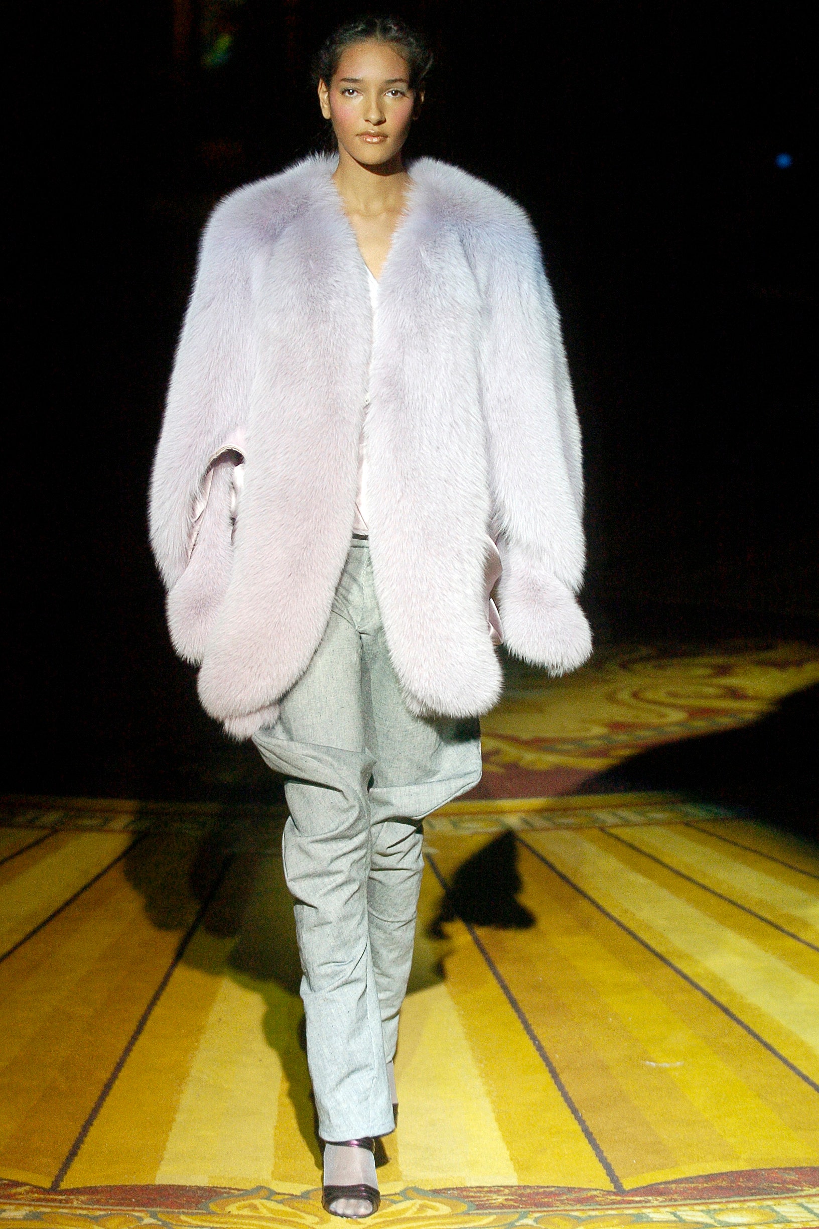 pink fur oversized coat