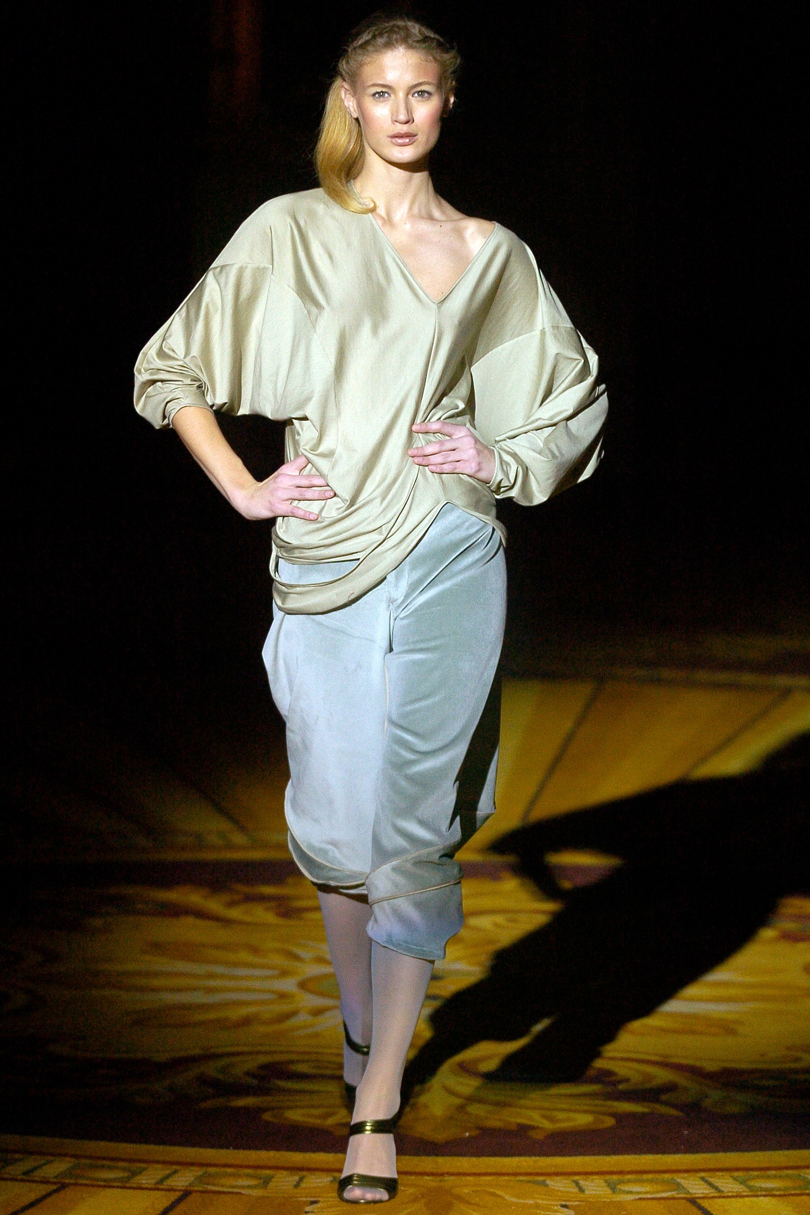 gray velvet relaxed wide-leg pants