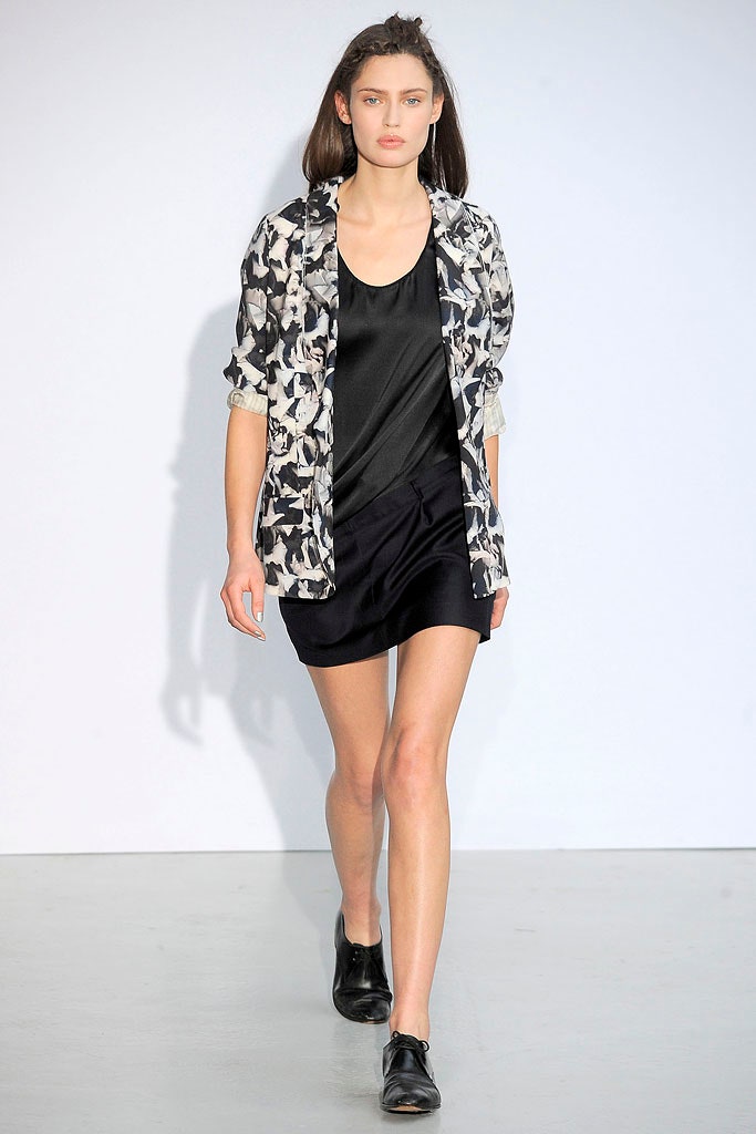 black silk mini dress with multi shirt