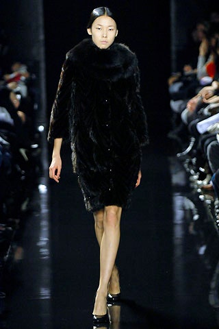 black fur fitted coat