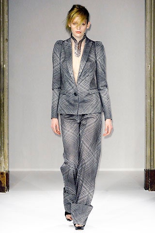 gray tailored suit with checked pattern