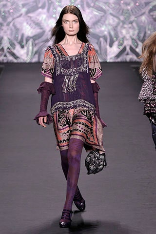 purple cotton short-sleeve v-neck fitted embroidered tiered dress