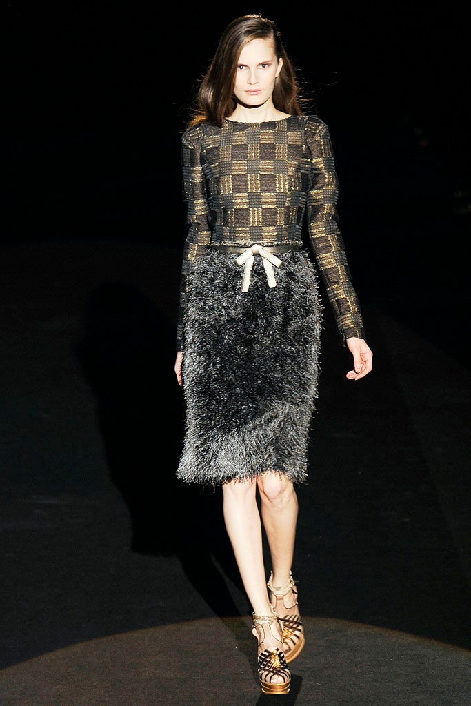 gray fur asymmetric fitted skirt