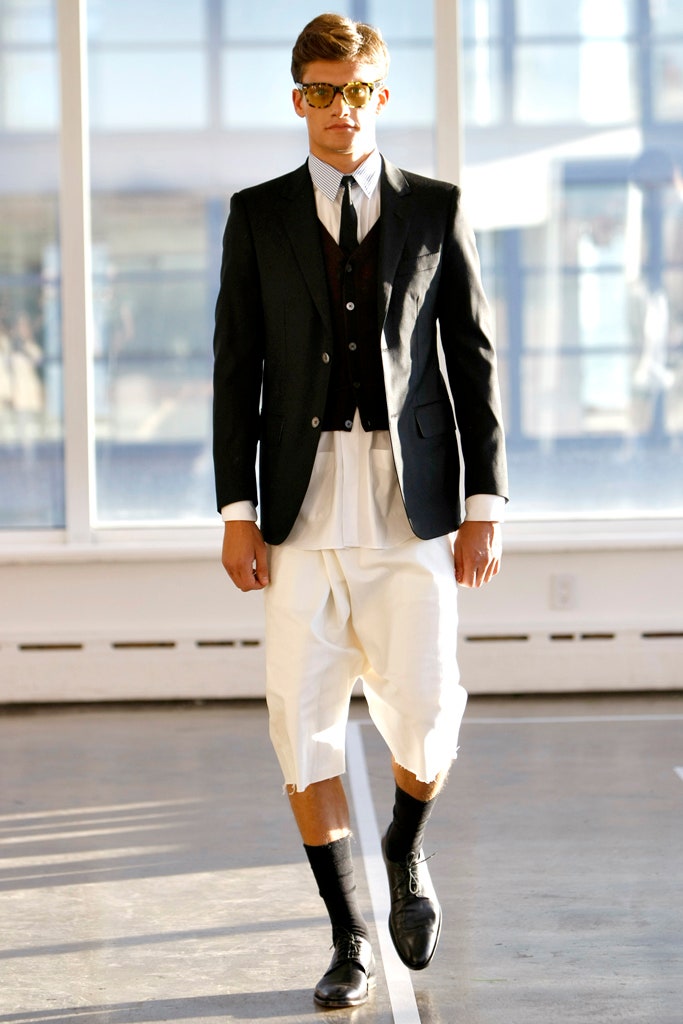 black tailored suit with white shirt
