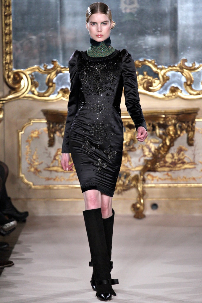 black silk fitted midi dress