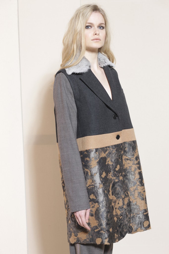 black and brown layered coat