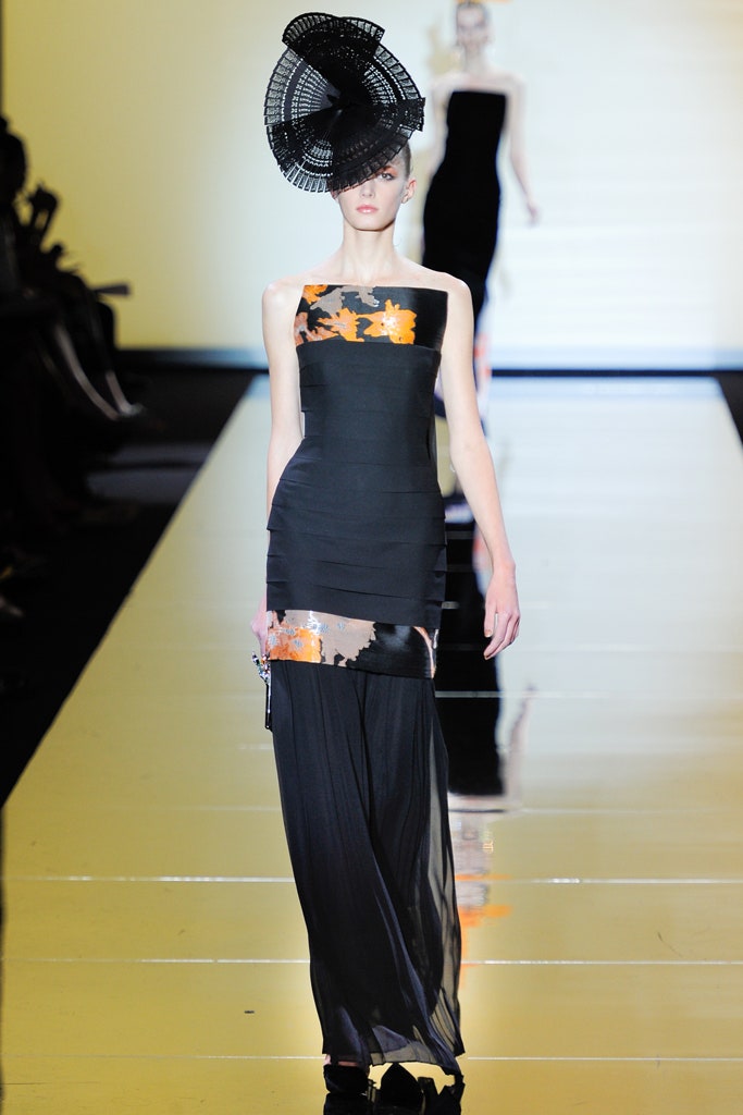 black silk fitted gown