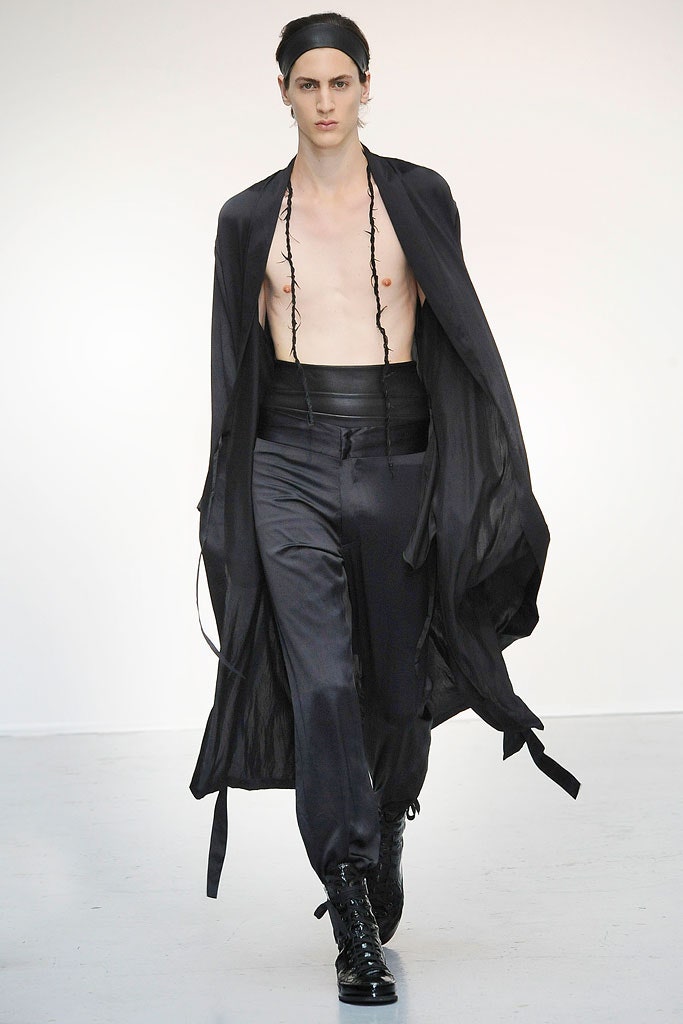 black silk long-sleeve relaxed draped flowing coat