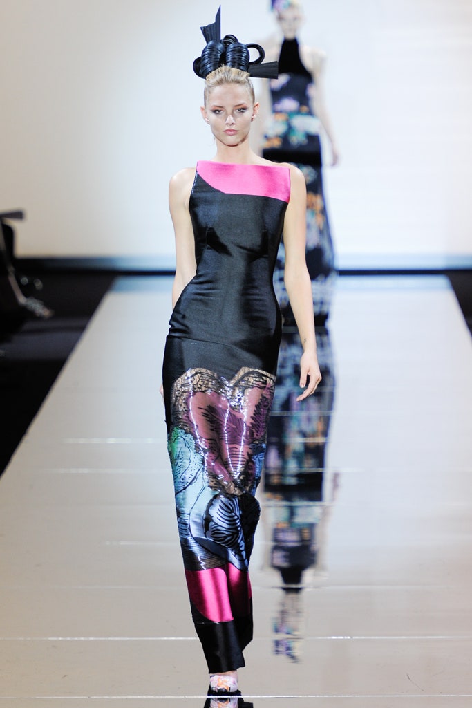 black and pink silk gown