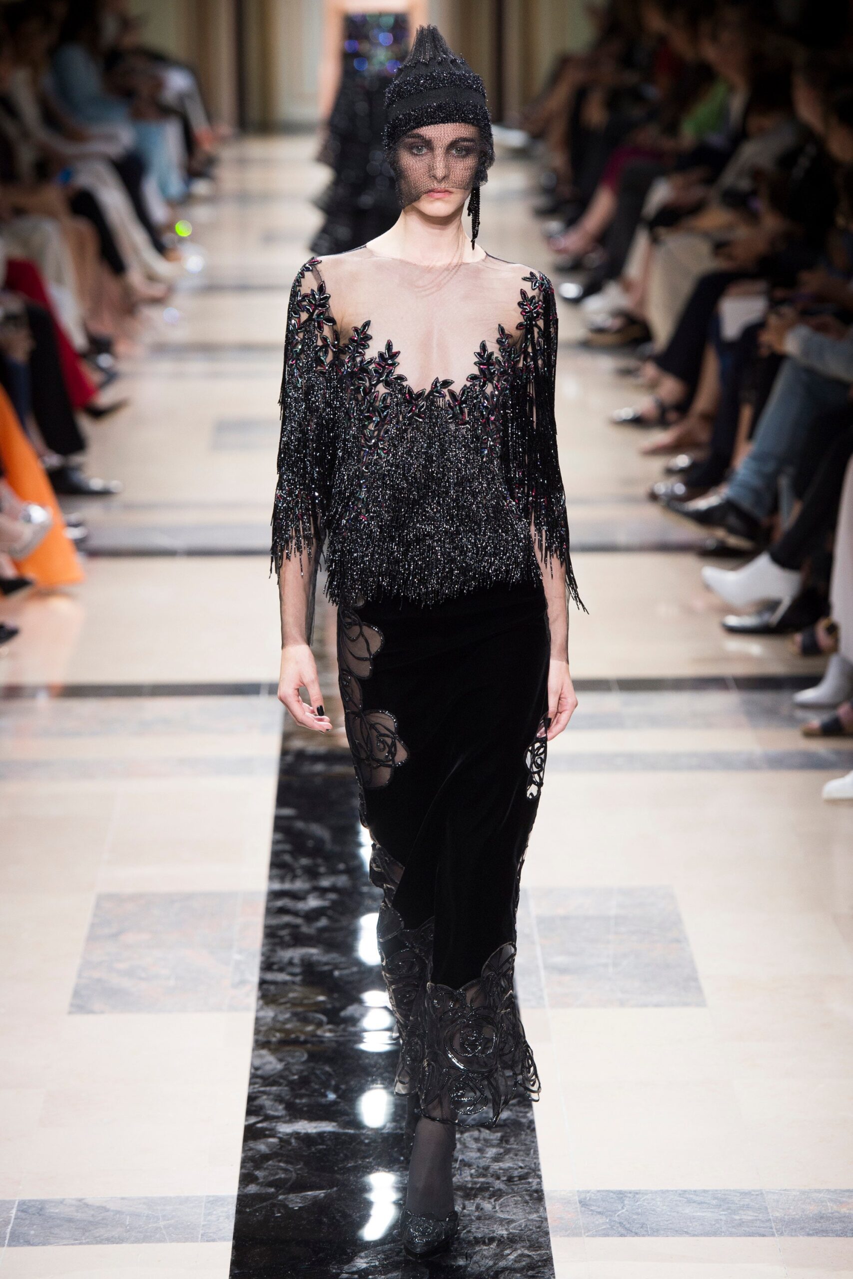 black silk lace gown