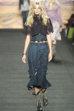 black lace top blue denim skirt