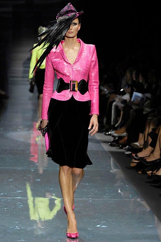 pink silk long-sleeve collared fitted structured buttoned jacket