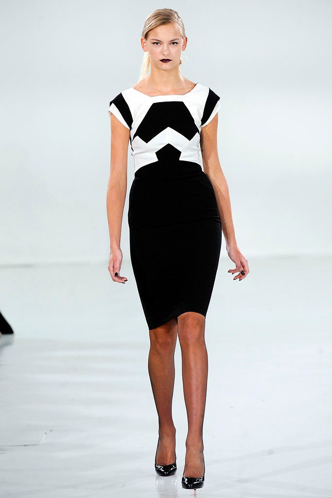 black and white fitted midi dress