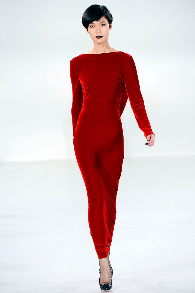 fitted red velvet midi dress