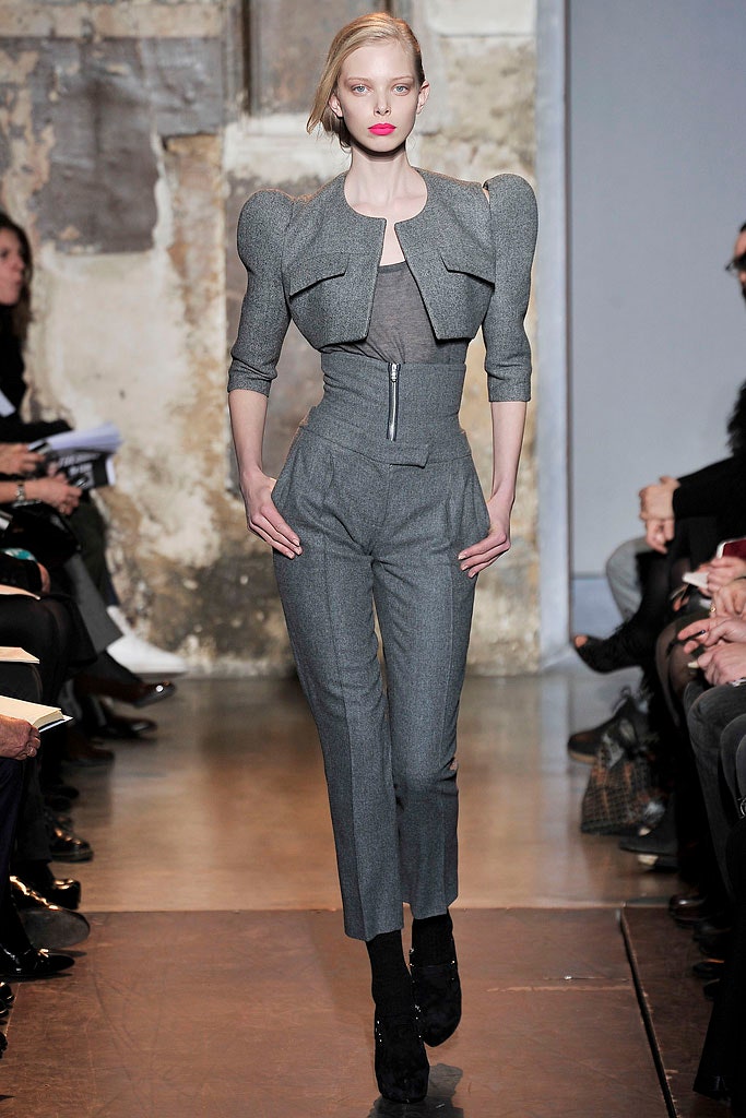 fitted gray wool jacket and pants