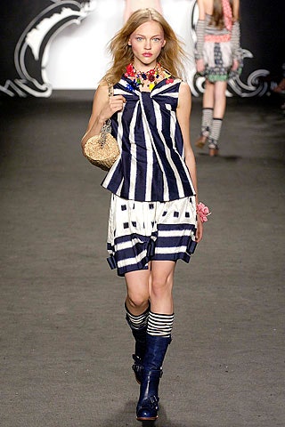 blue and white striped top and skirt