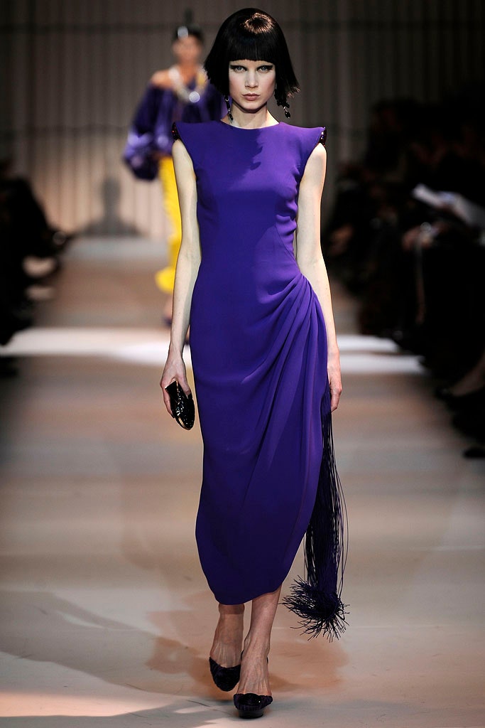 fitted purple silk midi dress