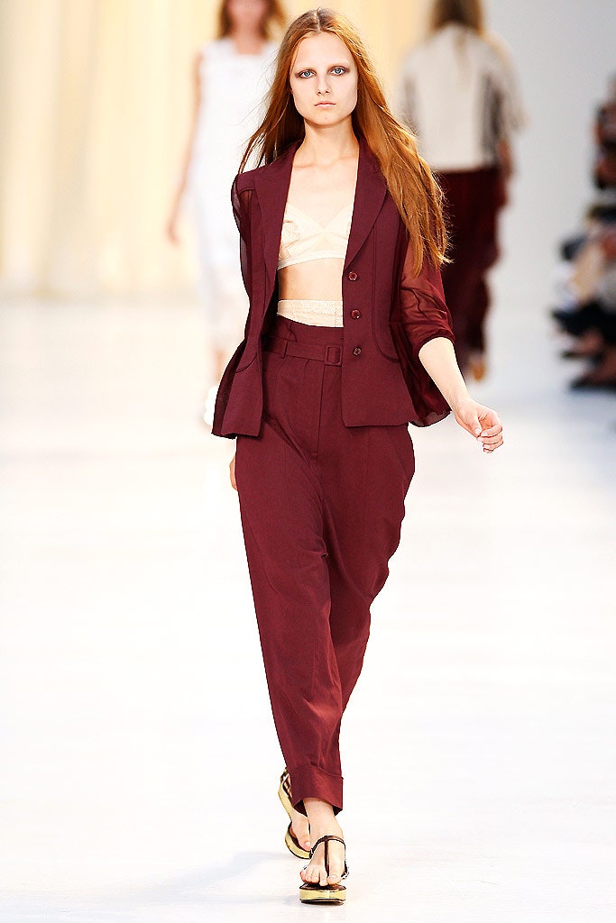 maroon tailored blazer and pants