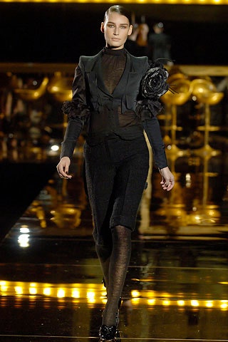 black wool fitted straight-leg pants
