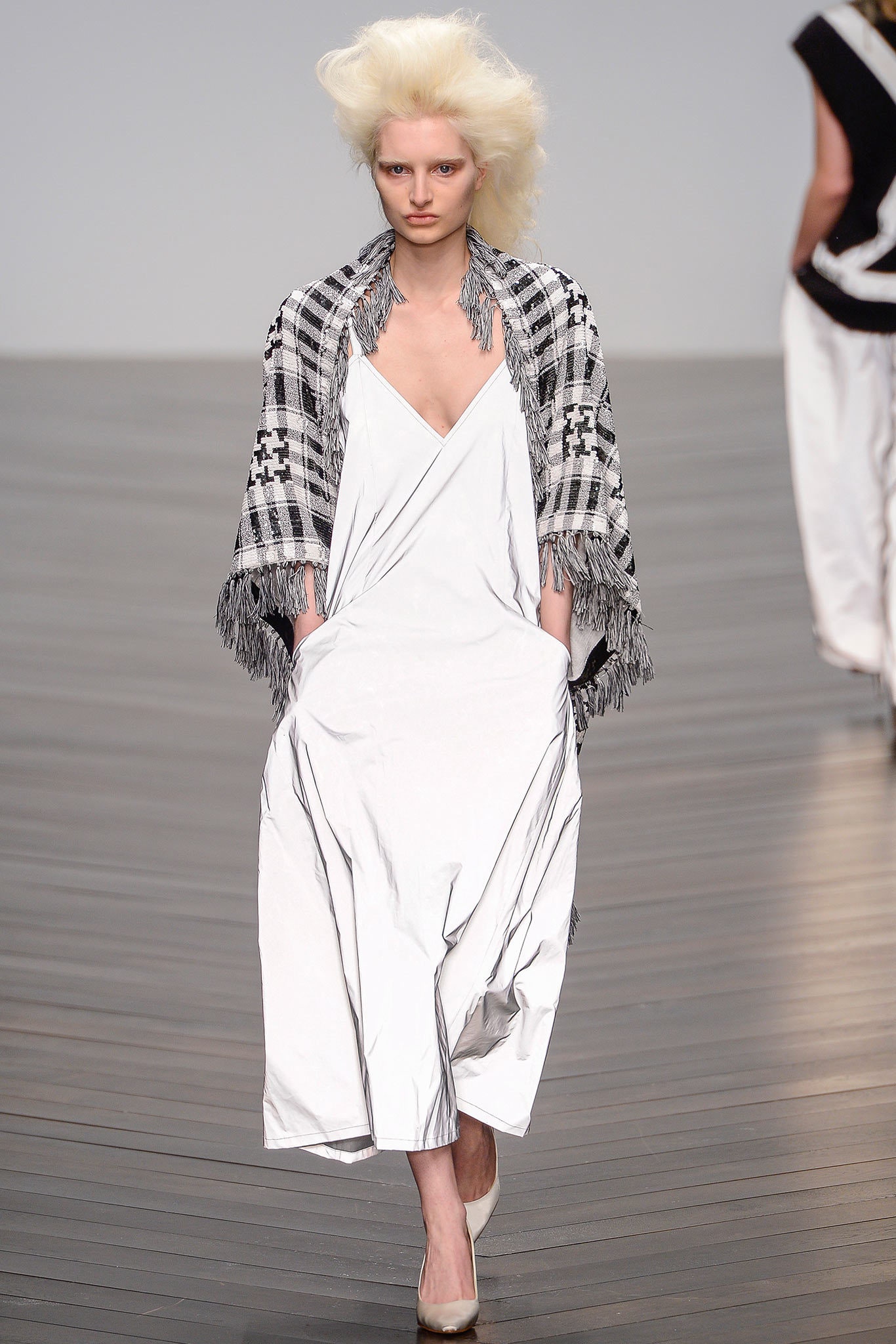 black cotton oversized fringed cape