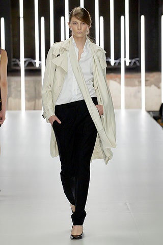 white trench coat with black pants