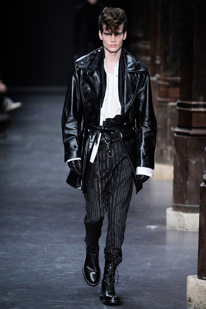 black leather coat with white shirt