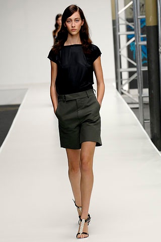 green cotton tailored pockets shorts