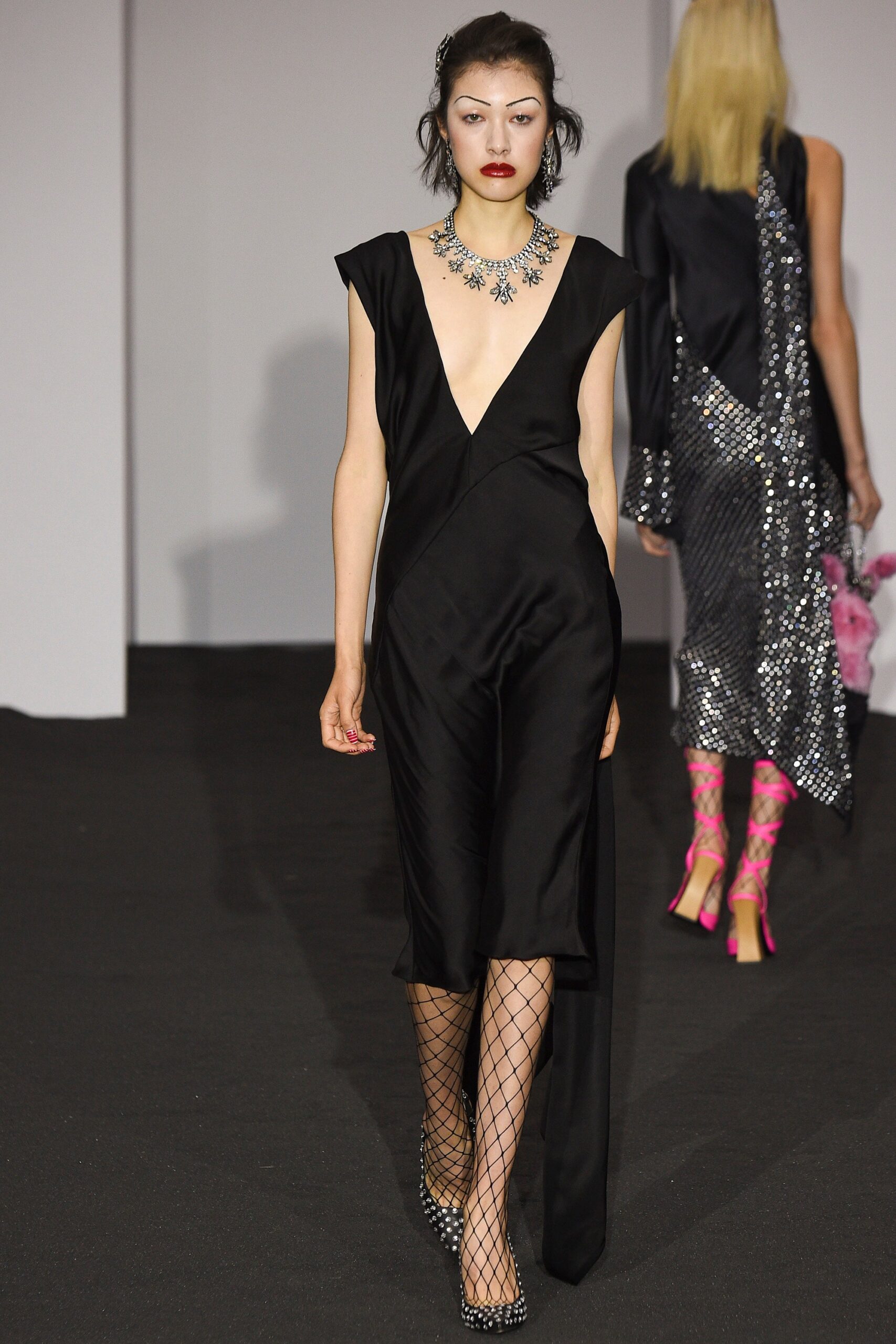 black silk sleeveless dress