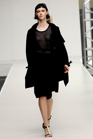 black wool long-sleeve relaxed draped coat