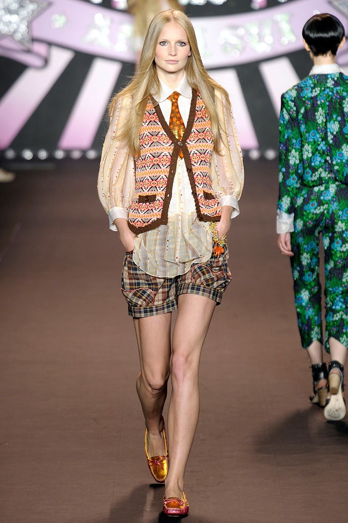 multi-colored embroidered vest with shorts