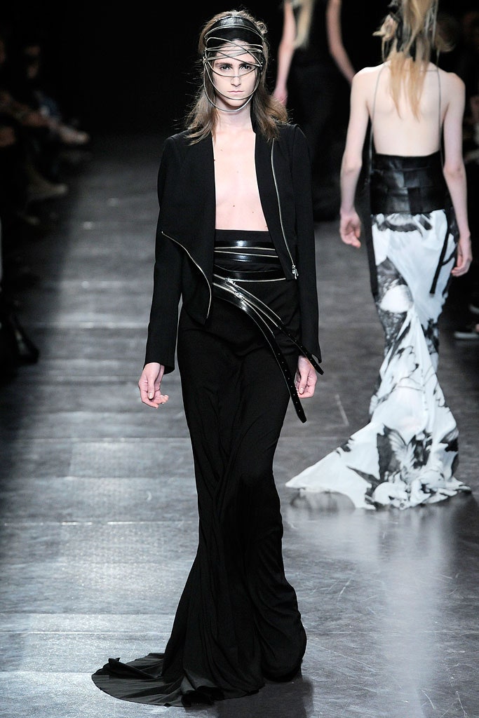 black silk maxi dress and leather jacket