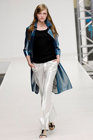 white silk tailored straight-leg flowing pants