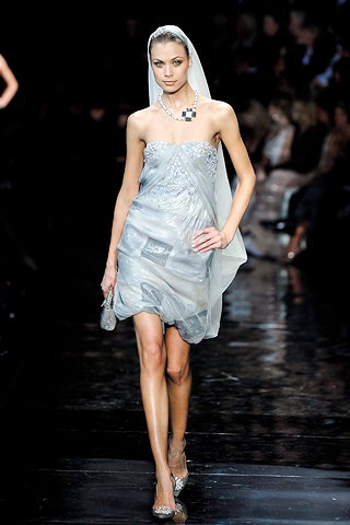 silver fitted strapless dress