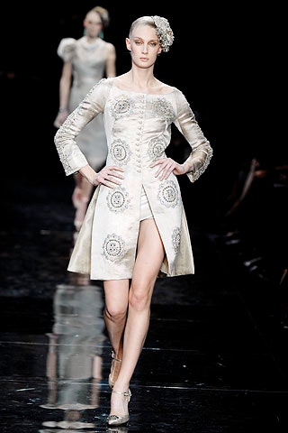 beige silk fitted dress