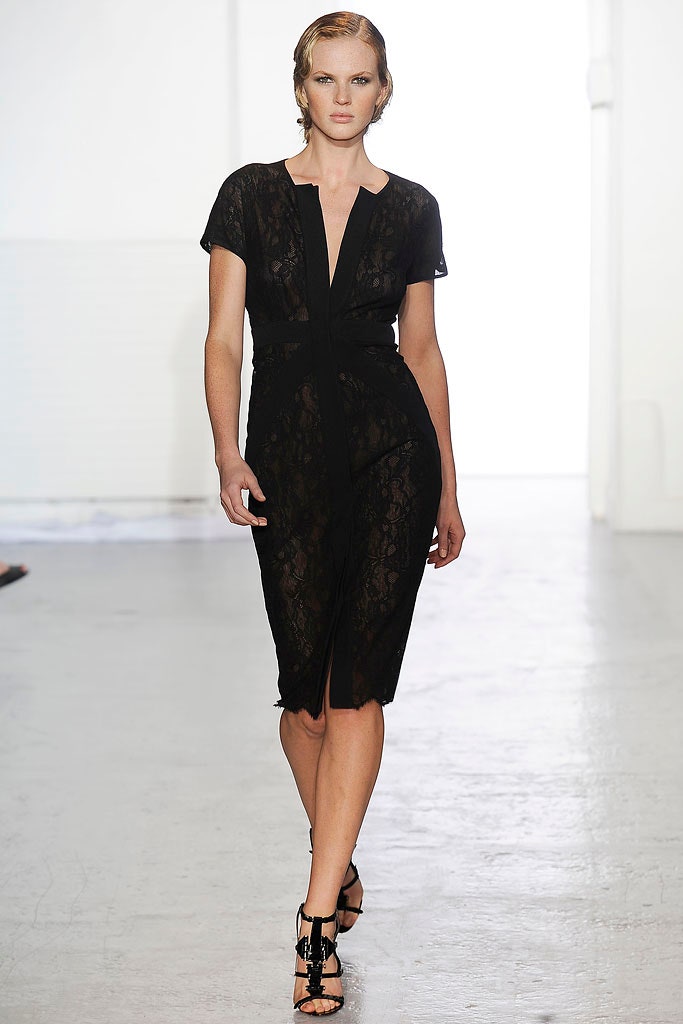 black lace fitted dress