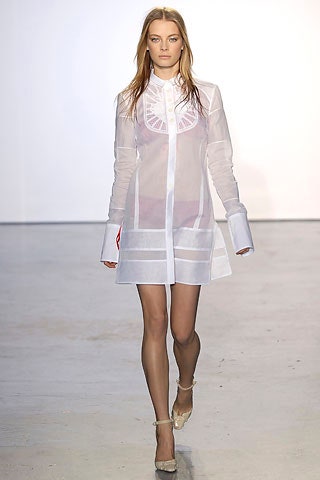 white sheer collared dress