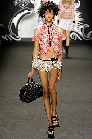 red embroidered top with shorts