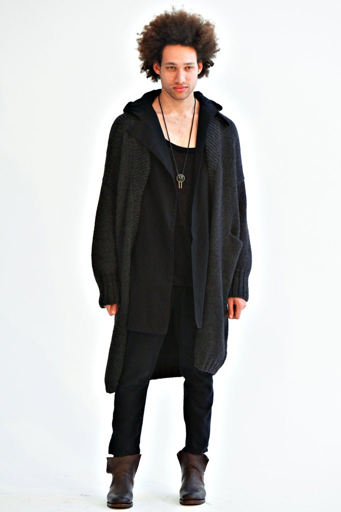 black wool coat with hood