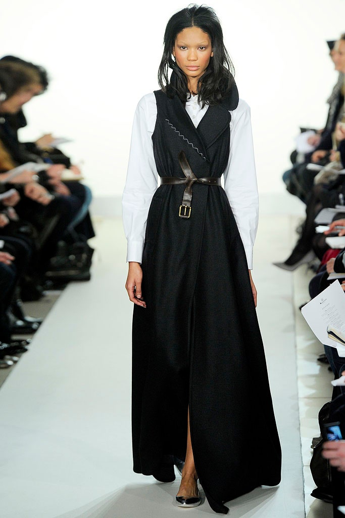 black belted long-sleeve dress