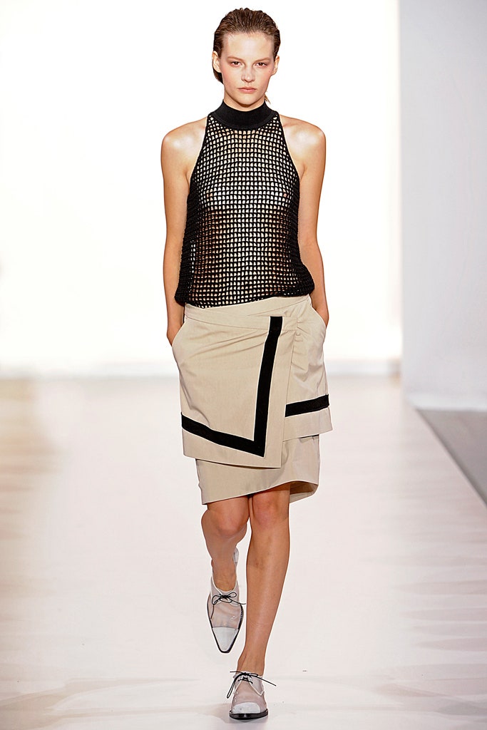 black mesh sleeveless high-neck fitted textured top