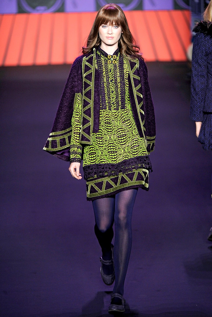 purple and green embroidered mini dress