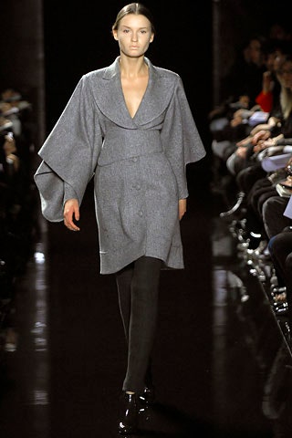 gray wool coat with black pants