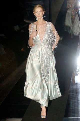 silver silk sleeveless gown