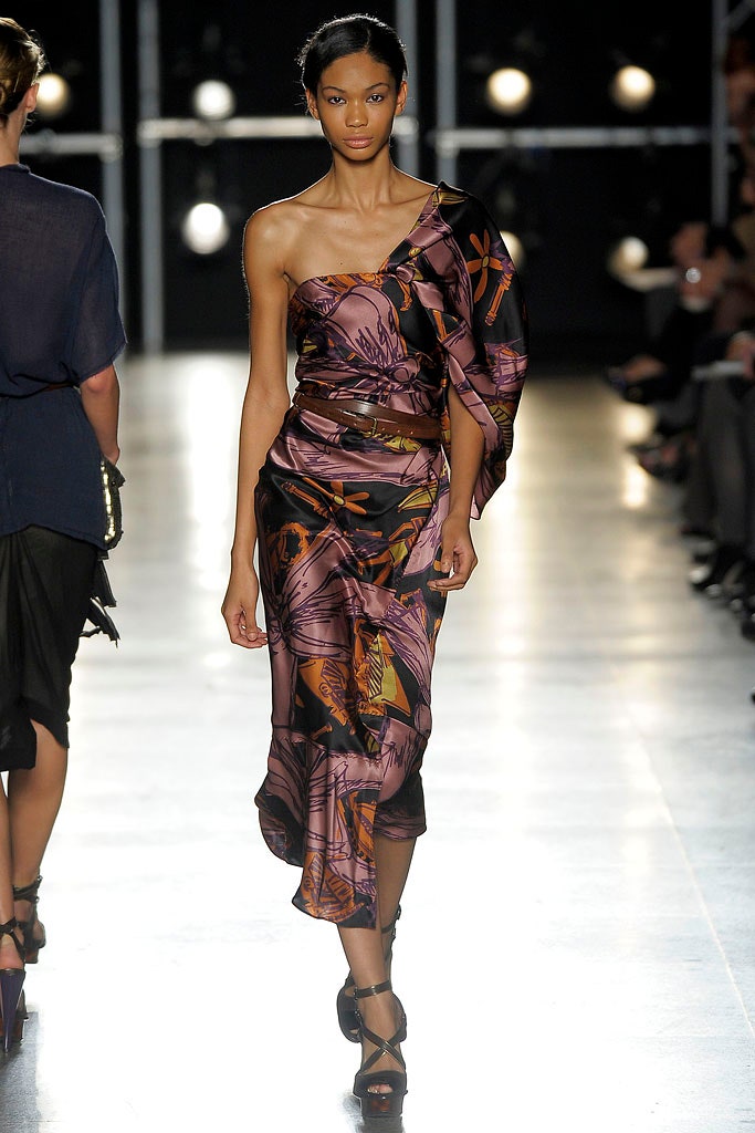 purple and orange asymmetric dress