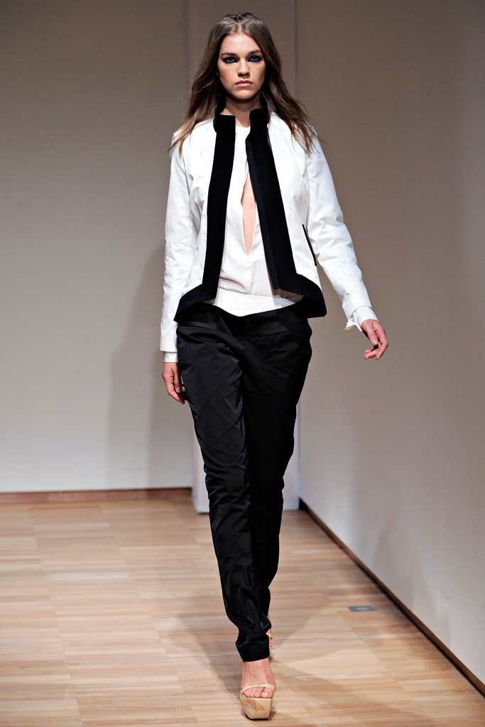 white black fitted jacket and pants