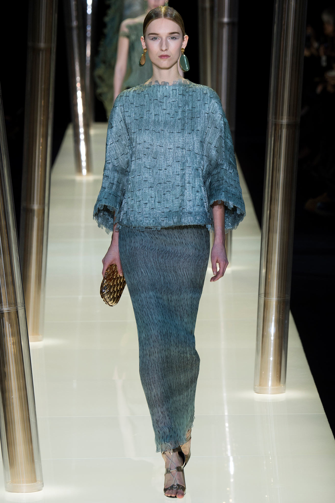 blue green layered top and midi skirt