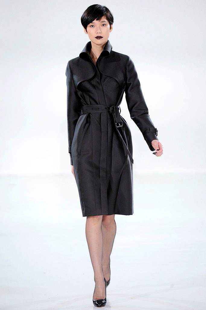 fitted black wool coat