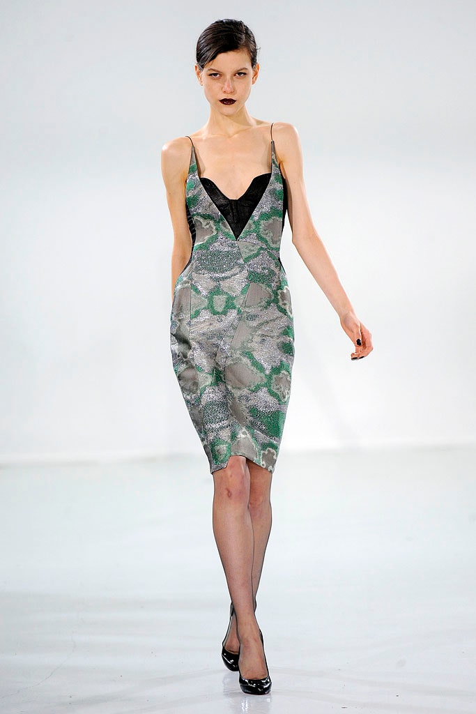 fitted green printed mini dress