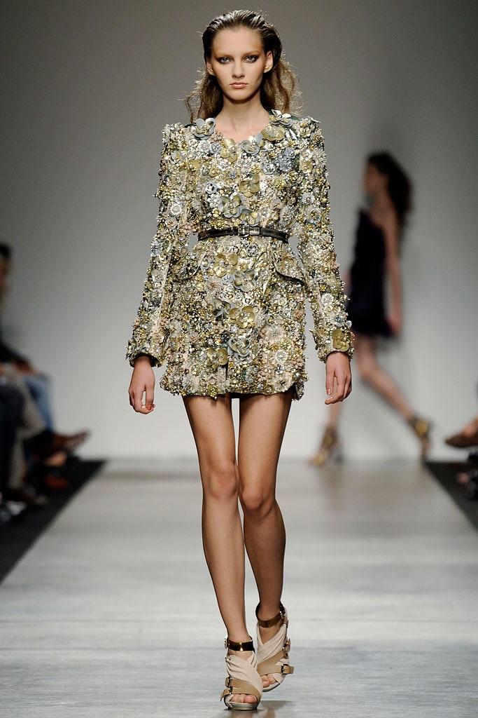 gold embellished mini dress