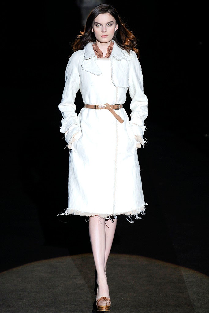 fitted white belted coat